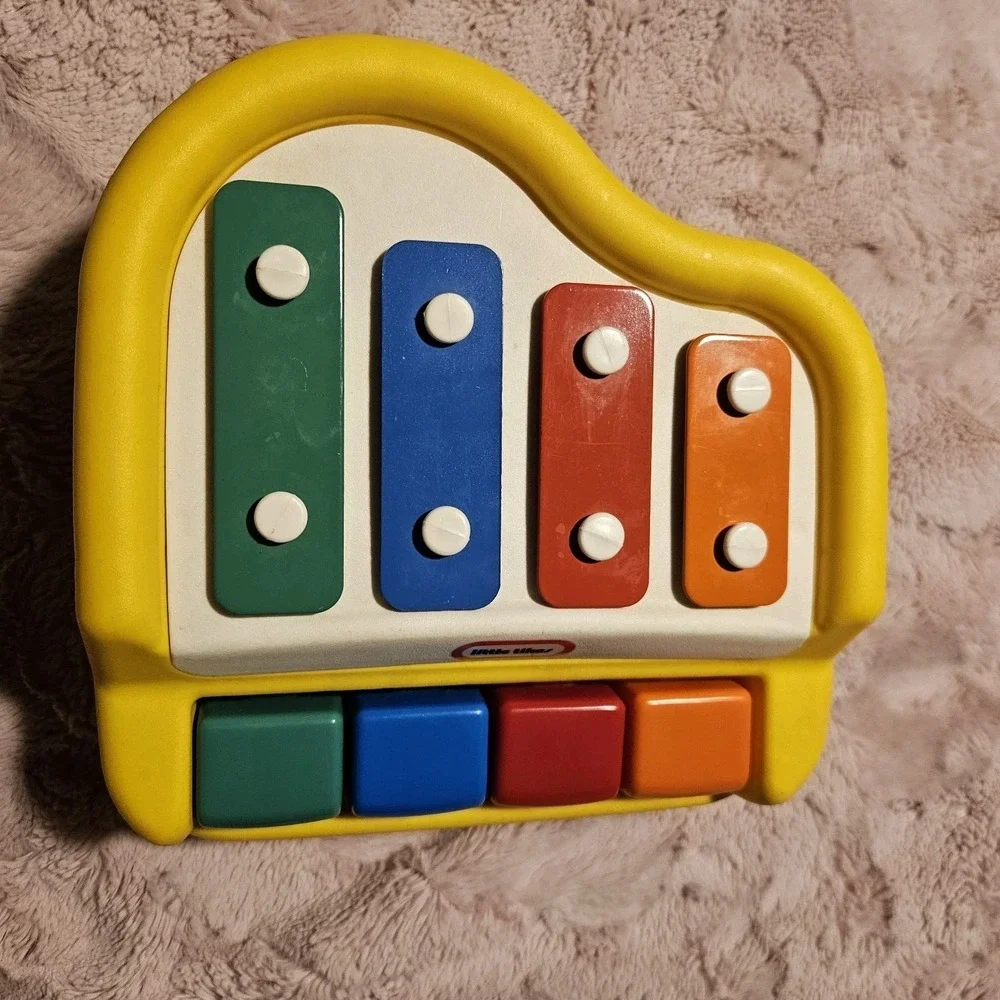 VTG‎ Little Tikes Tykes Tap A Tune 4 Key Mini Xylophone Piano Yellow 1546-00